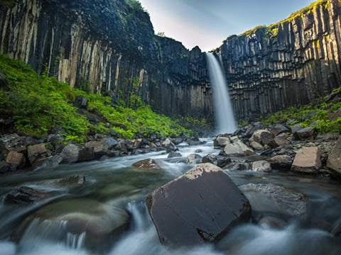 Svartifoss waterfall located in the Skaftafell National Park