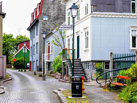 A backstreet in downtown Reykjavik.