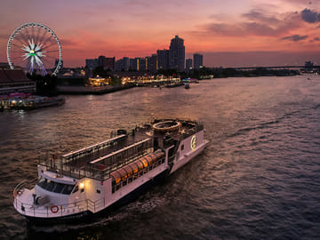 Bangkok: Saffron Chao Phraya River Dinner Cruise optioned Hotel Transfer