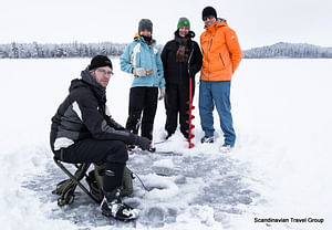 Ice fishing by car, Rovaniemi