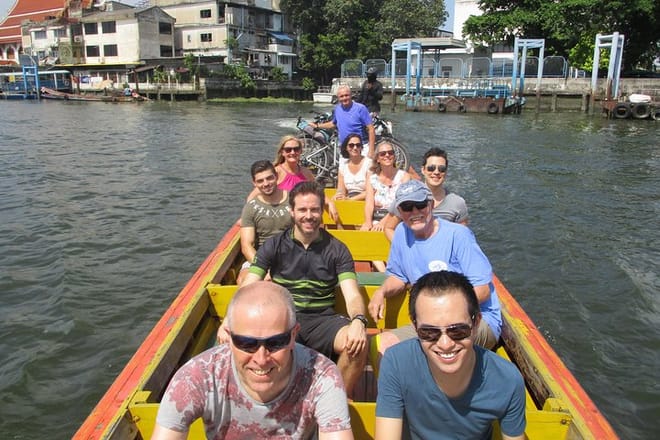 on the long tail boat with the bikes