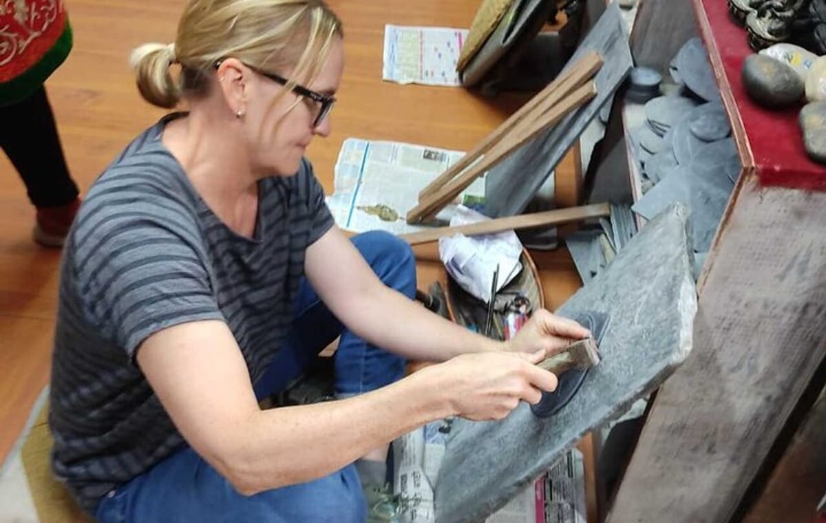 Traditional Stone Slate Carving Workshop in Kathmandu