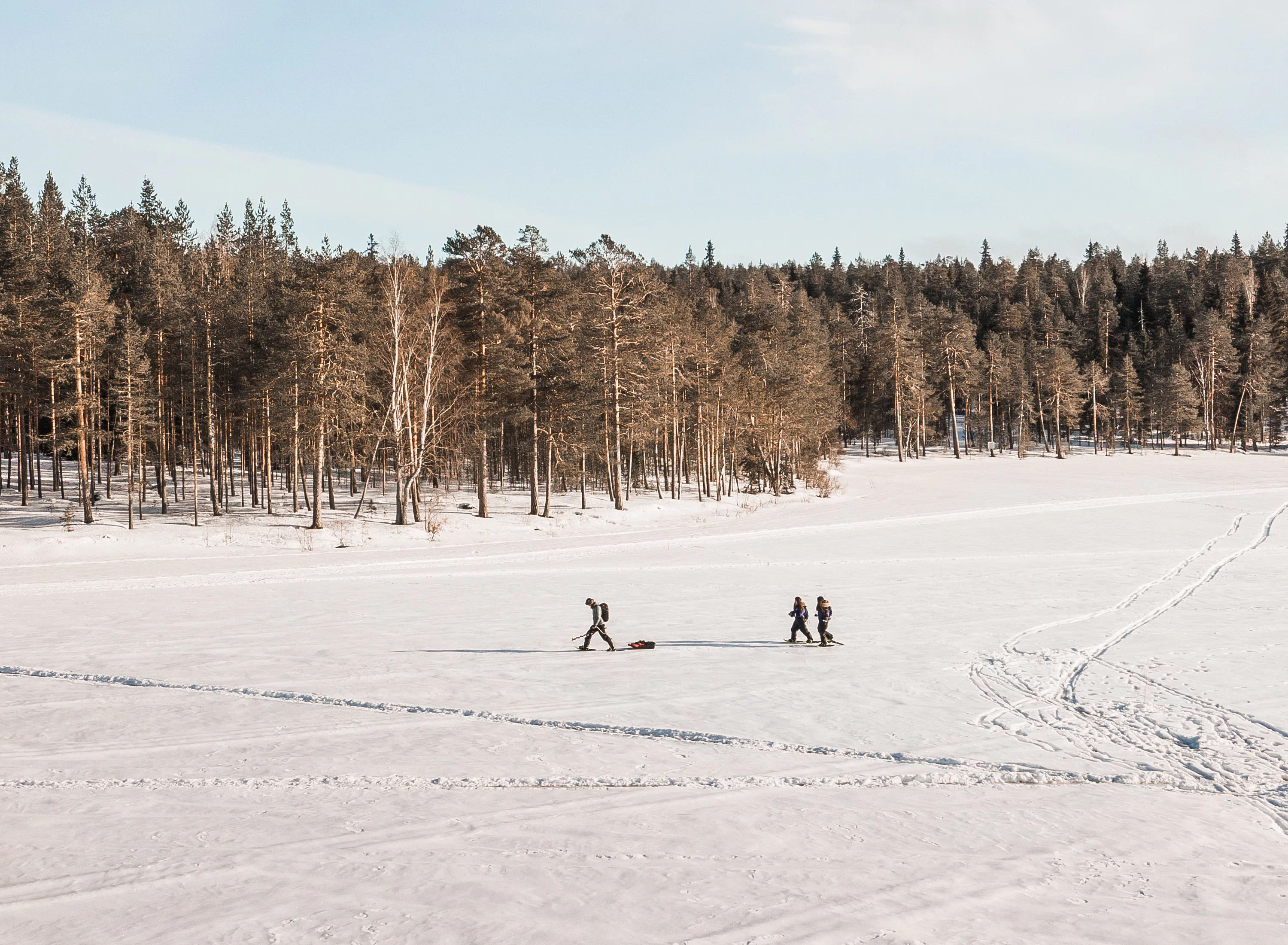 Snowshoeing on local lake