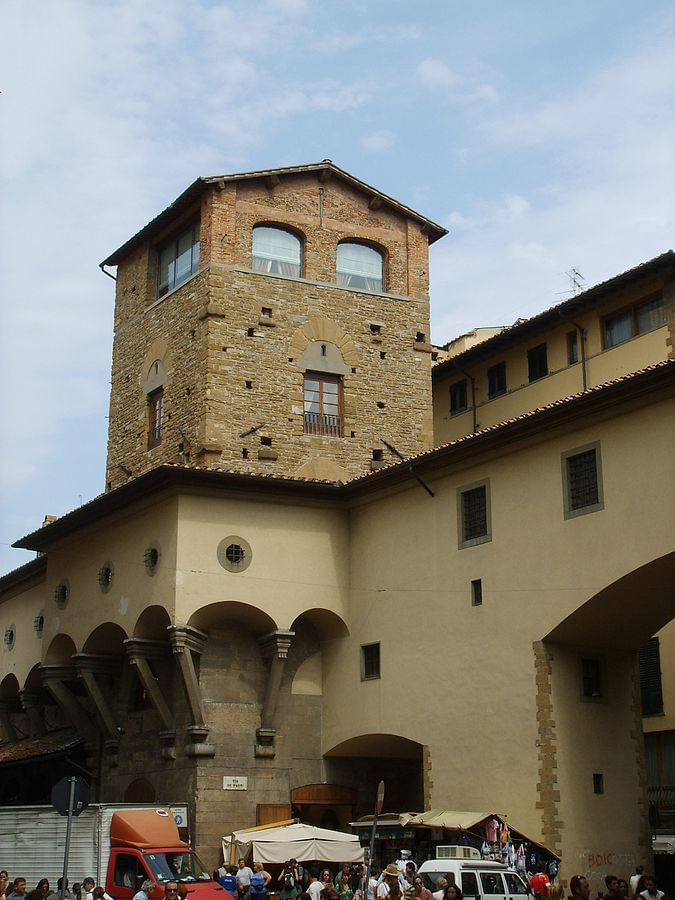 External view of Torre dei Mannelli on Ponte Vecchio