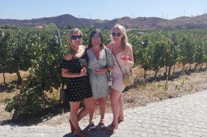 walking around the vineyard