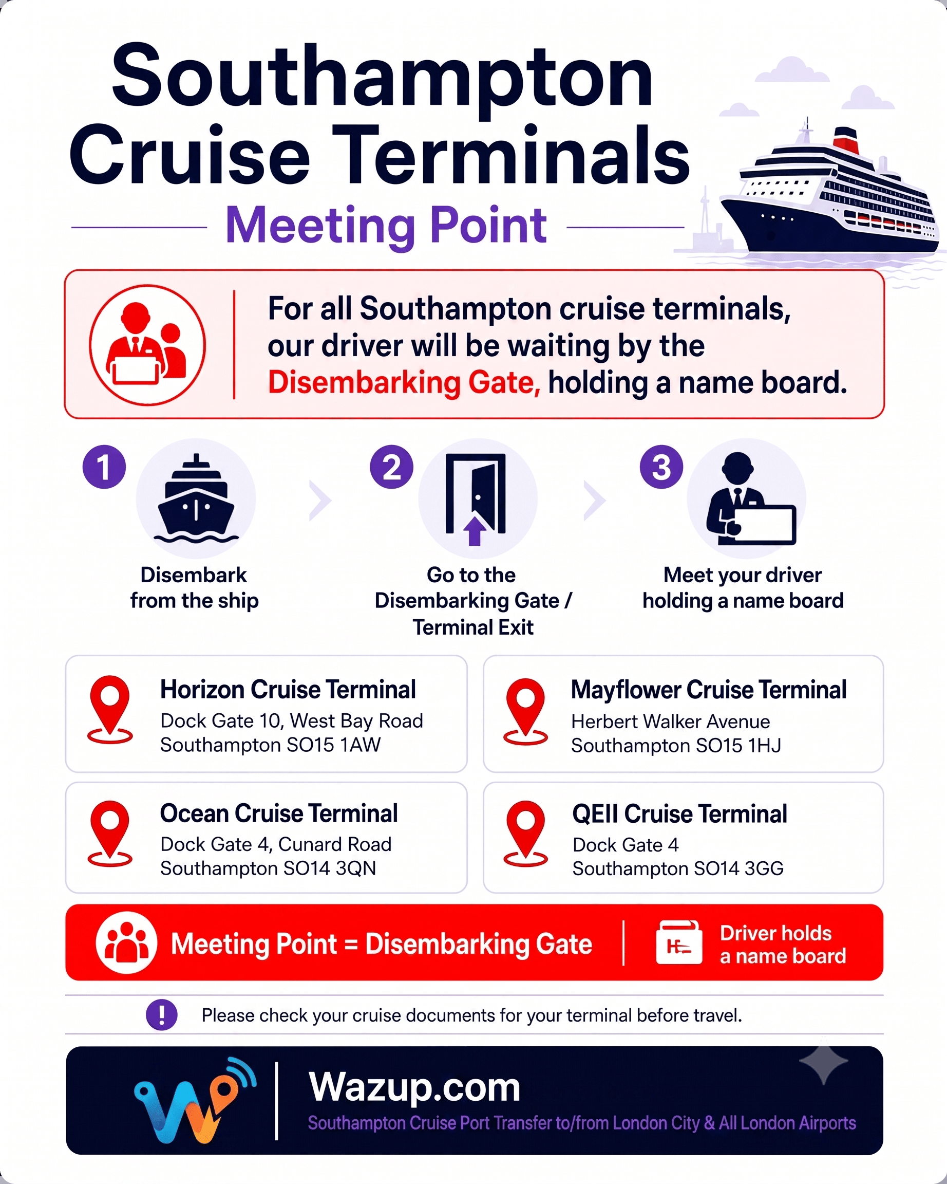 London Airport City Transfer to and from Southampton Cruise Port UK Heathrow