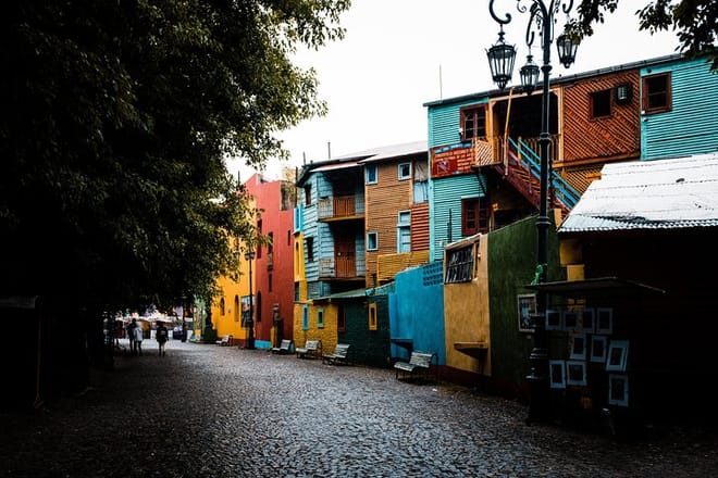 Visit the colorful Caminito Street in the La Boca neighborhood of Buenos Aires.