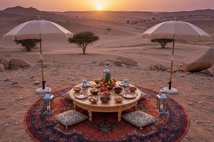 Marrakech: picnic Setup with the Sunset in Agafay desert & Pics