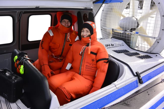 The hovercraft has a heated cabin.