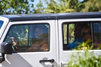 Guests riding in a private Jeep tour through the Baja desert near Los Cabos
