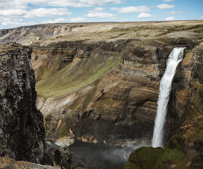 Háifoss Waterfall in the Icelandic Highlands
