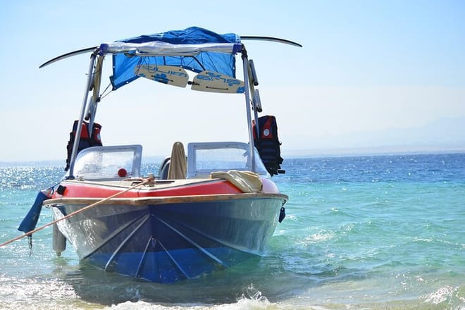 Orange bay Island by a speed boat Hurghada