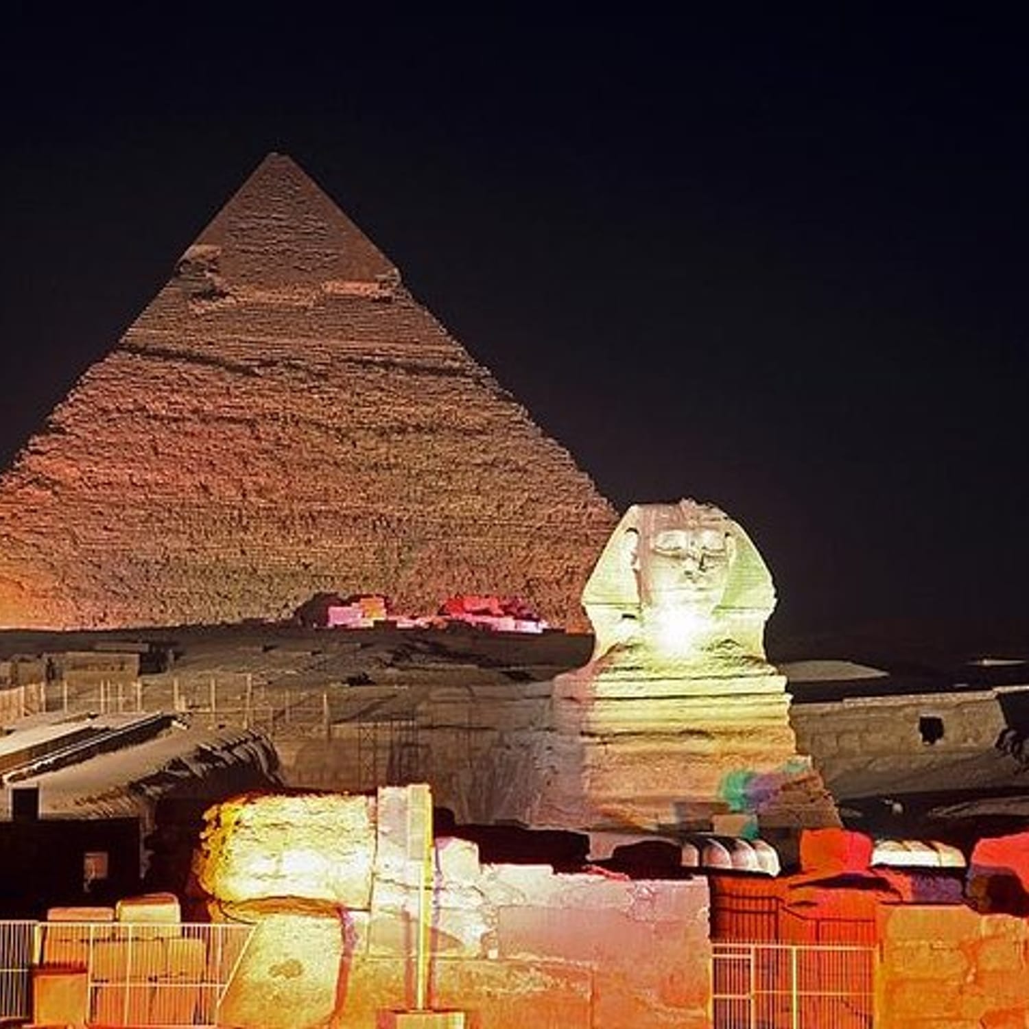 Pyramids of Giza Sound and Light Show from Cairo