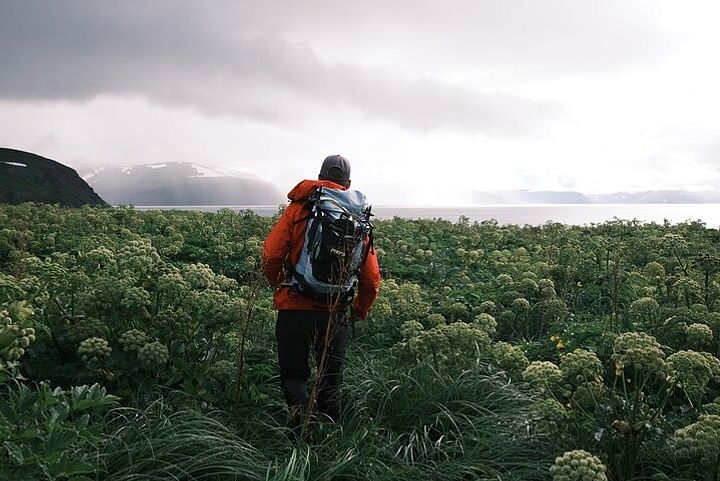 We pack our gear and hike up to the lake