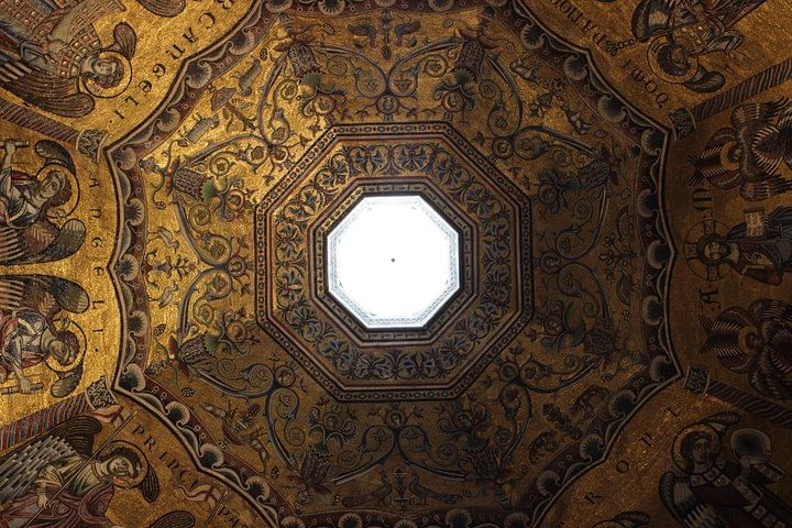 Close-up of the richly decorated vault of the Baptistery of St. John