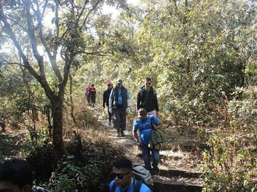 Hikers on their way to Chandragiri Hill.