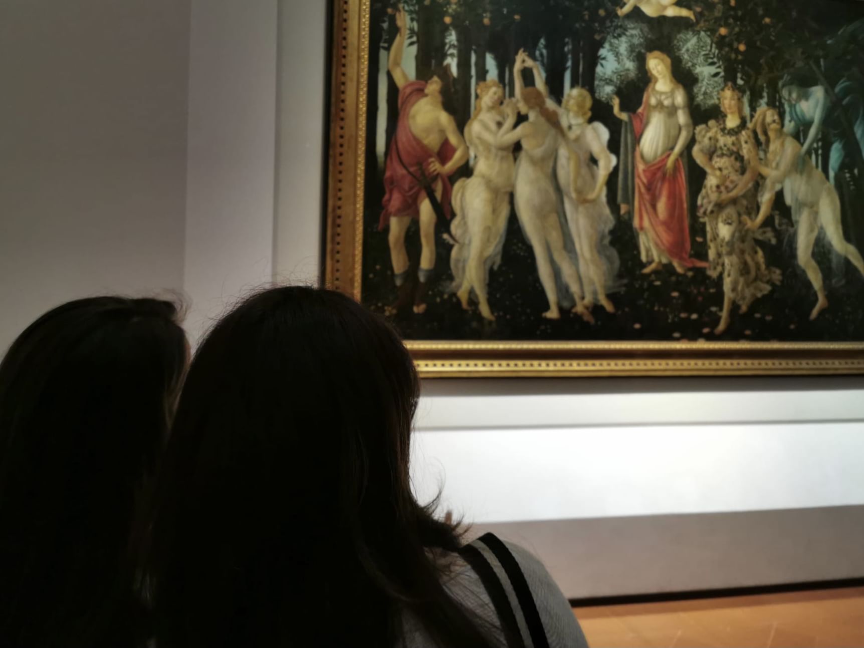 Group of visitors admiring the painting of the Birth Of Venus By Alessandro Botticelli in the Uffizi Gallery in Florence