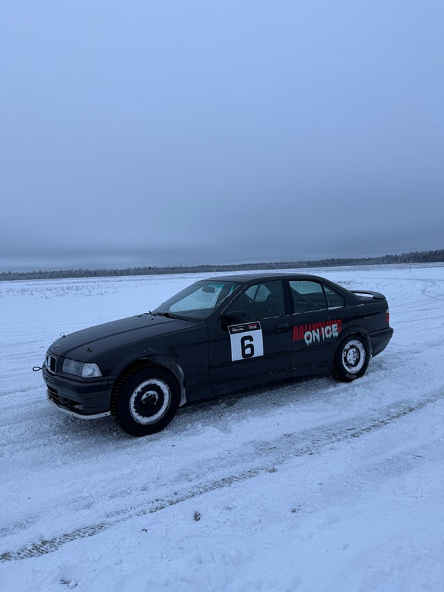 Driving a rally car on an ice track 1h . 4