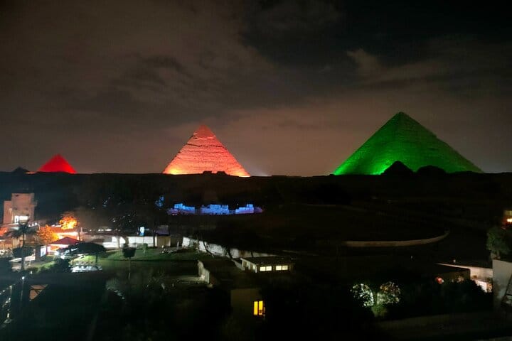 Pyramids Light Show Visit Egypt Viaje a Egipto Egypt Tours Kareem Egypt Guide Egypt Guide Pyramids Of Giza Private Tour Egypt Egypt Travel Package Local Guide in Egypt Tours in Egypt