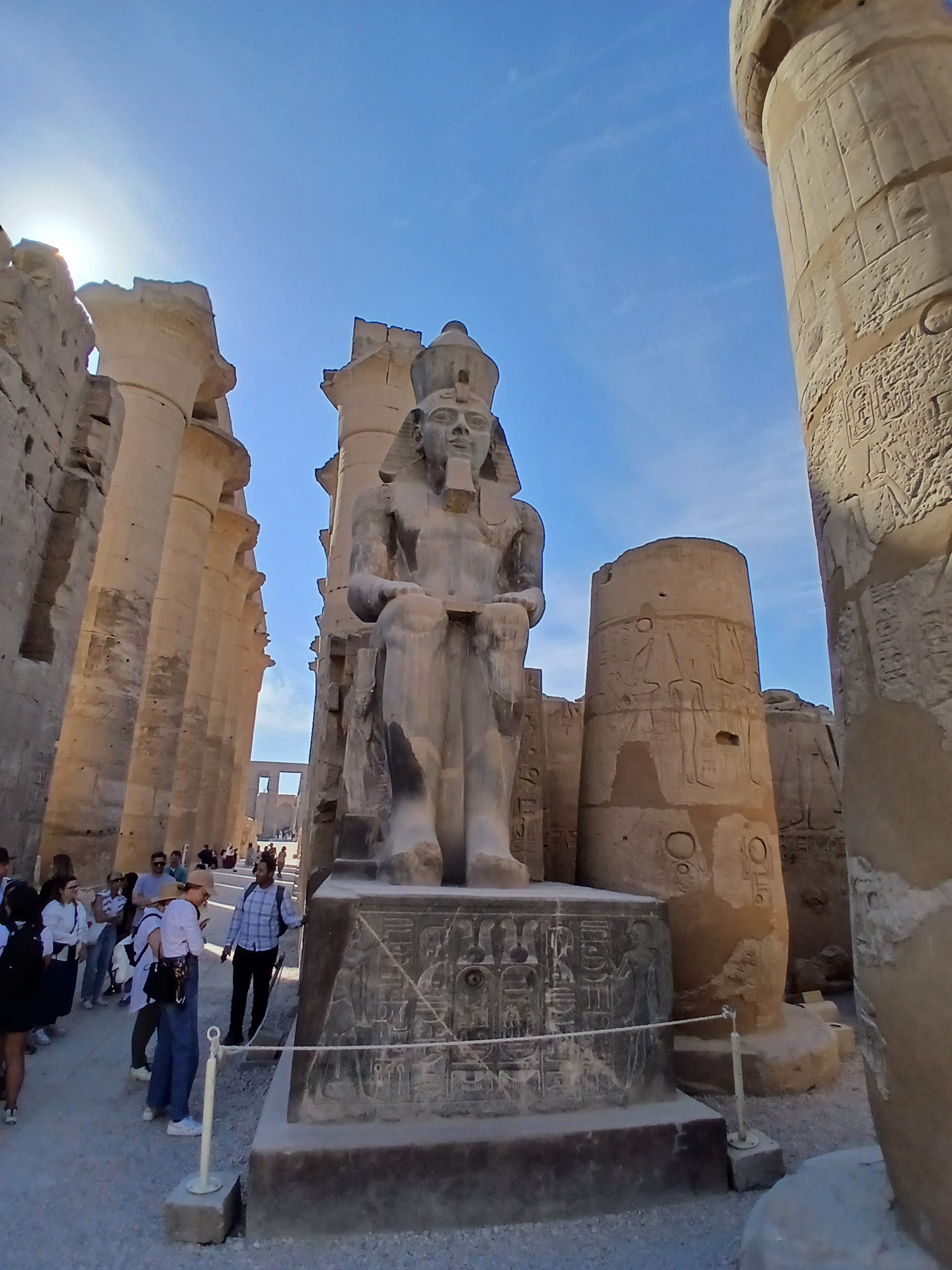 Ramesses II at Luxor Temple's entrance, celebrating his historic victory