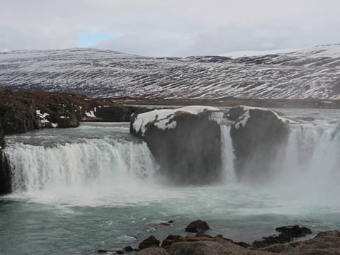 Close-up of water plunging over a cliff