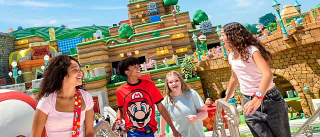 Guests exploring SUPER NINTENDO WORLD at Universal Epic Universe