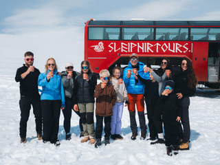 Enjoy a cup of hot cocoa on the glacier