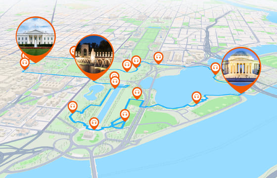 Washington: Audio Guided Walking Tour (3:20 – 18 audio commentaries)