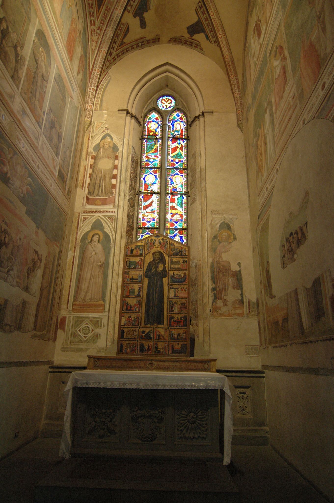 View of the Cappella Bardi, one of the internal chapels of Santa Croce, richly decorated in frescoes