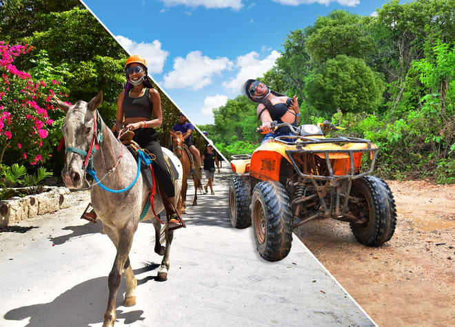 Horseback Riding & ATV Jungle Adventure with Zipline, Cenote & Tequila Tasting