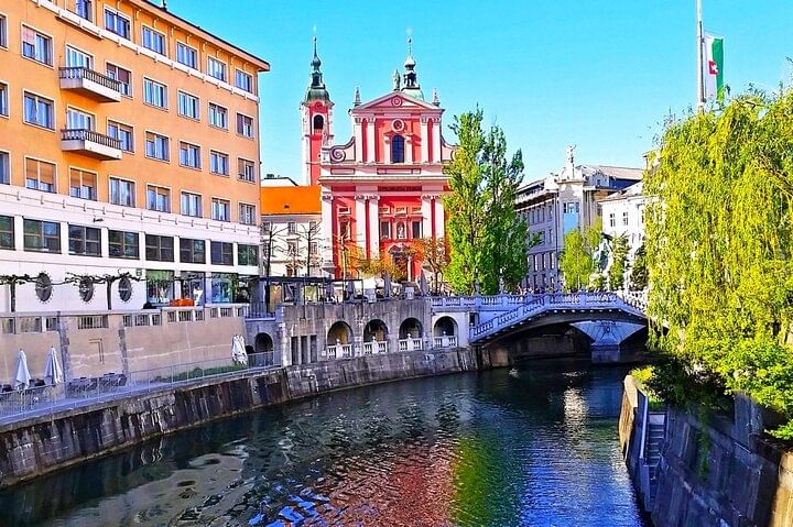 Old town Ljubljana and three bridges