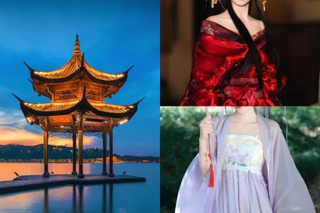 Hangzhou West Lake: Dual Intangible Cultural Heritage Experience (Gaily-Painted Boat + Hanfu/Hairpin Photo Shoot)