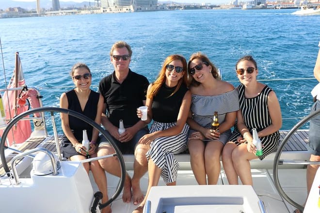 Relaxing as we leave the harbour