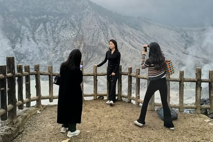 Volcano and Domas Crater of Hot Stony-bubble from Jakarta Lunch