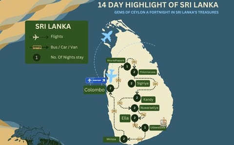 Private 14 Day All Inclusive Sri Lanka Island Tour from Airport