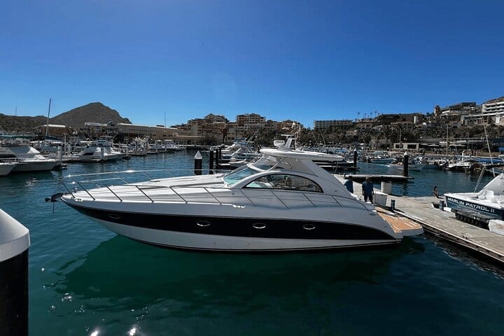 The ultimate luxury experience: your private yacht awaits in the Cabo marina.