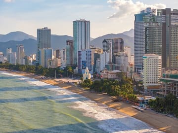 Nha Trang city as seen from the sea.