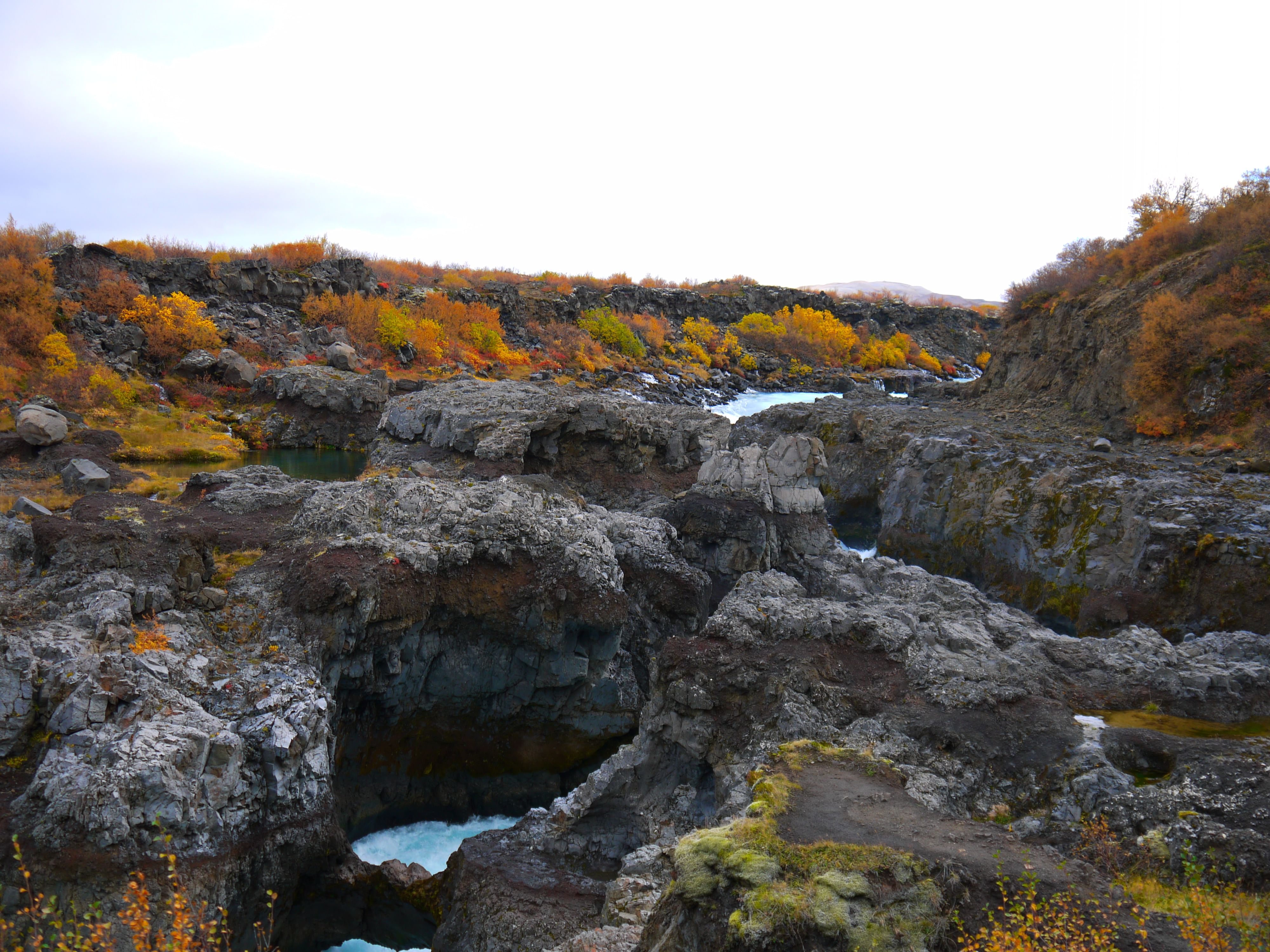 Barnafoss Waterfall overview during around Iceland adventure