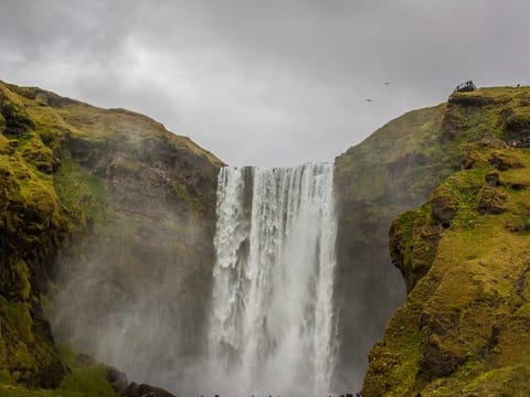 Skogafoss seen from beneath without people