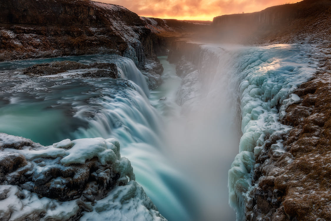 Golden waterfall Gullfoss