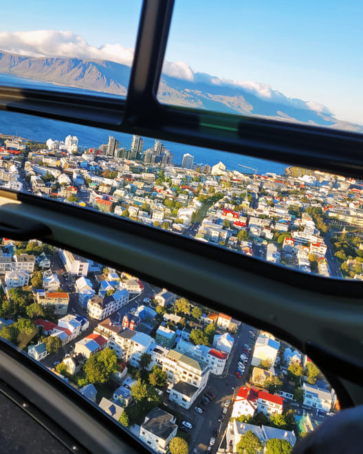 Flying over Reykjavik