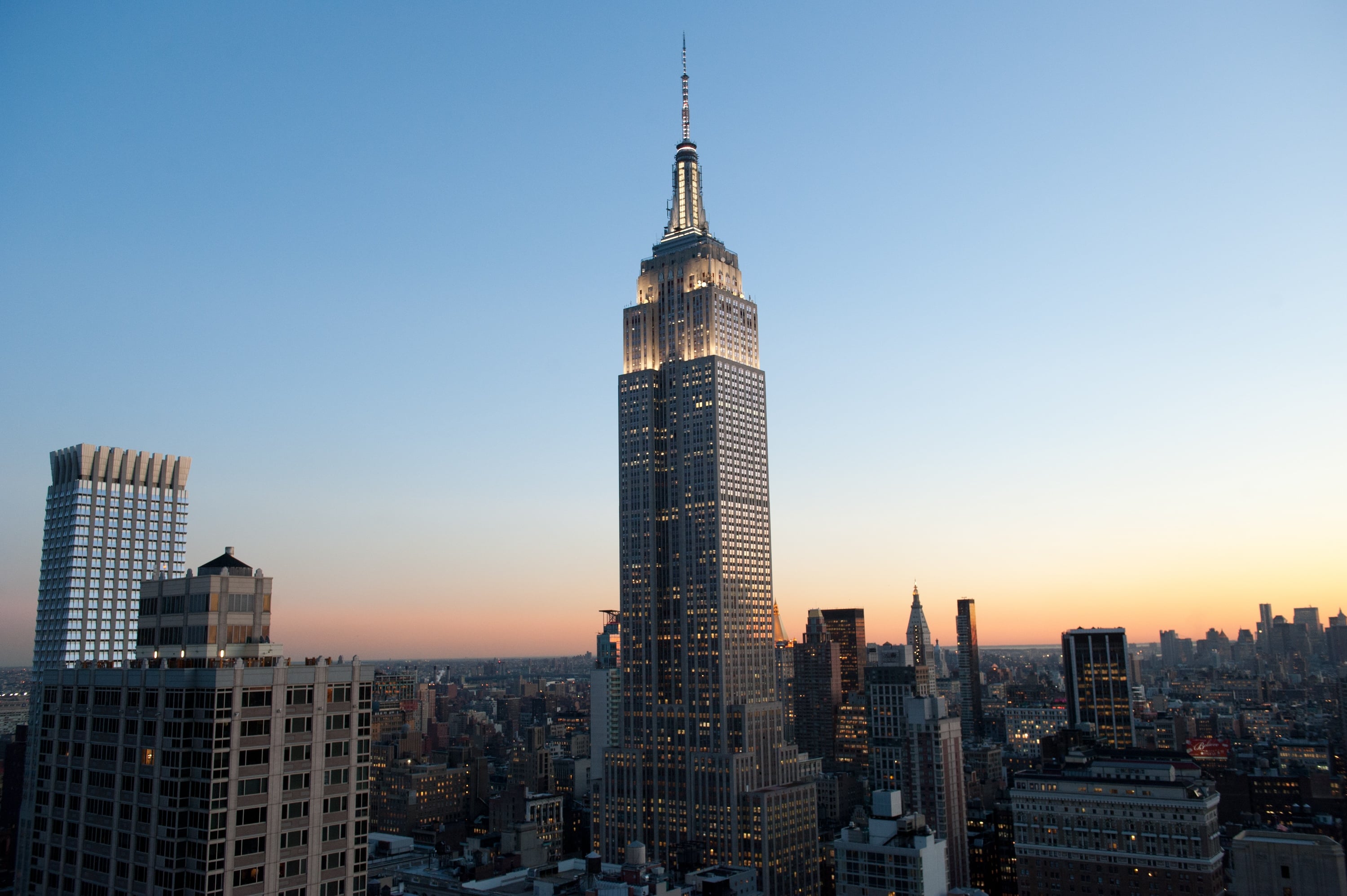 Empire State Building exterior at sunset