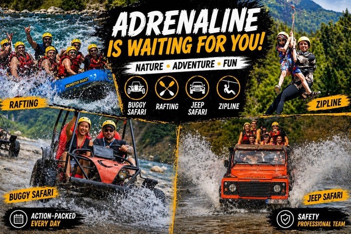 Side Super Combo 4-in-1: Rafting, Jeep Safari, Buggy & Zipline 2