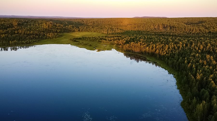 Peaceful lake during the golden hour