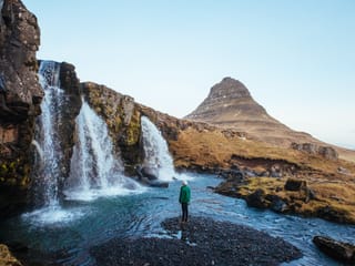 Enjoying nature at Kirkjufell Snæfellsnes Peninsula