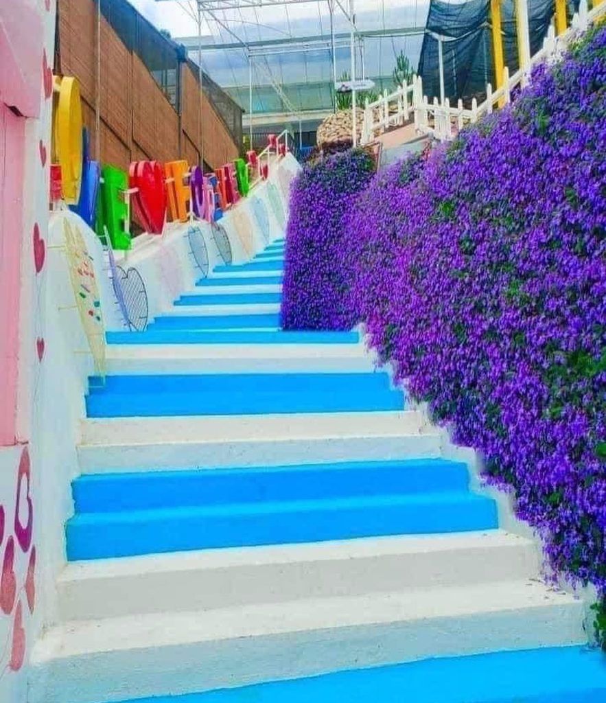 مبانٍ بيضاء وزرقاء بتصميم مستوحى من سانتوريني اليونانية وسط مرتفعات كاميرون