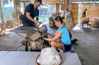 Making rice noodles like a local at the floating market