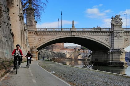 Electric Bike Rental along Lungotevere in Rome