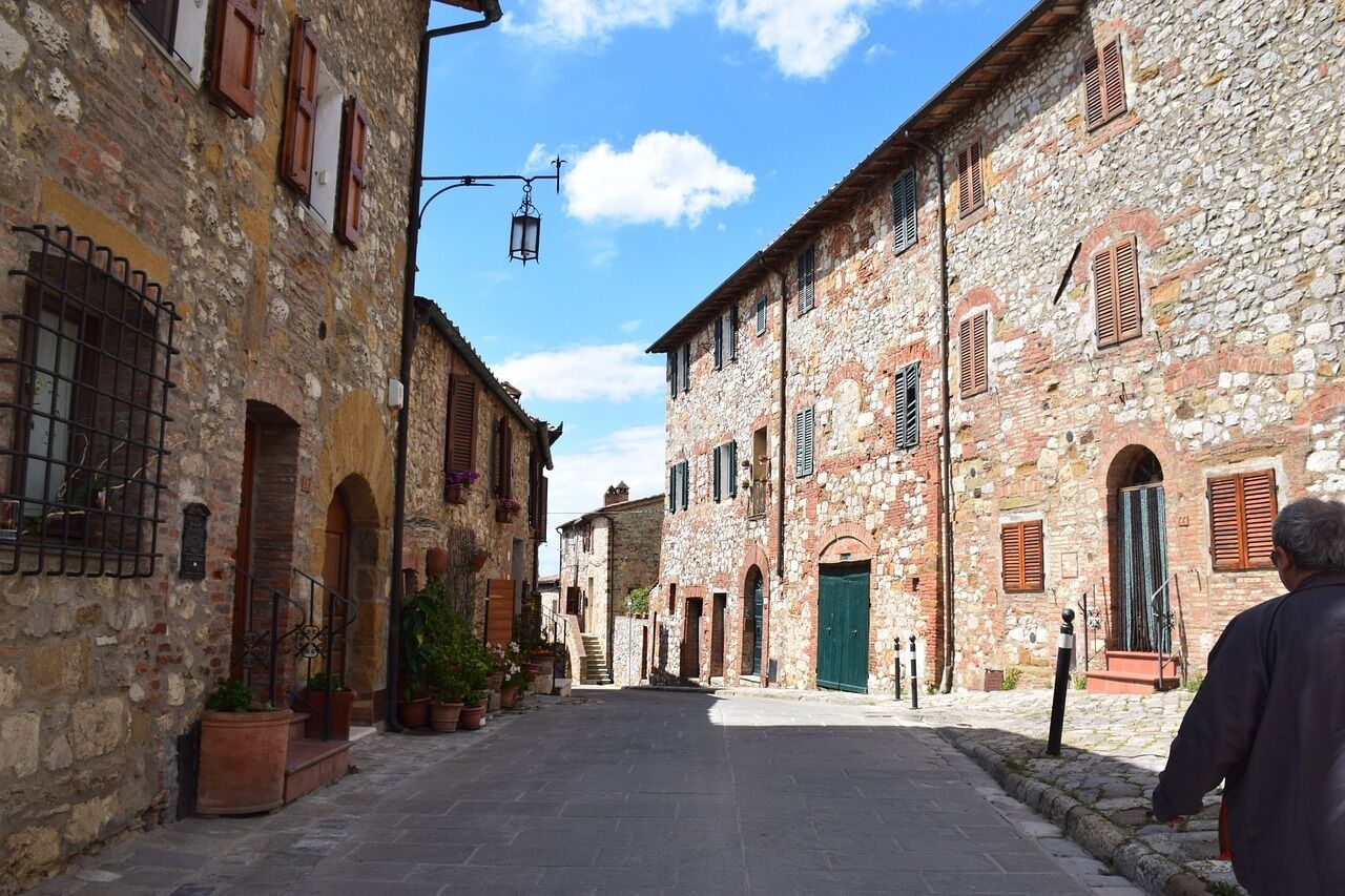 View of Cortona's street with its typical medieval buildings