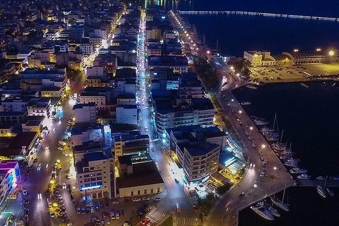 Volos city by night